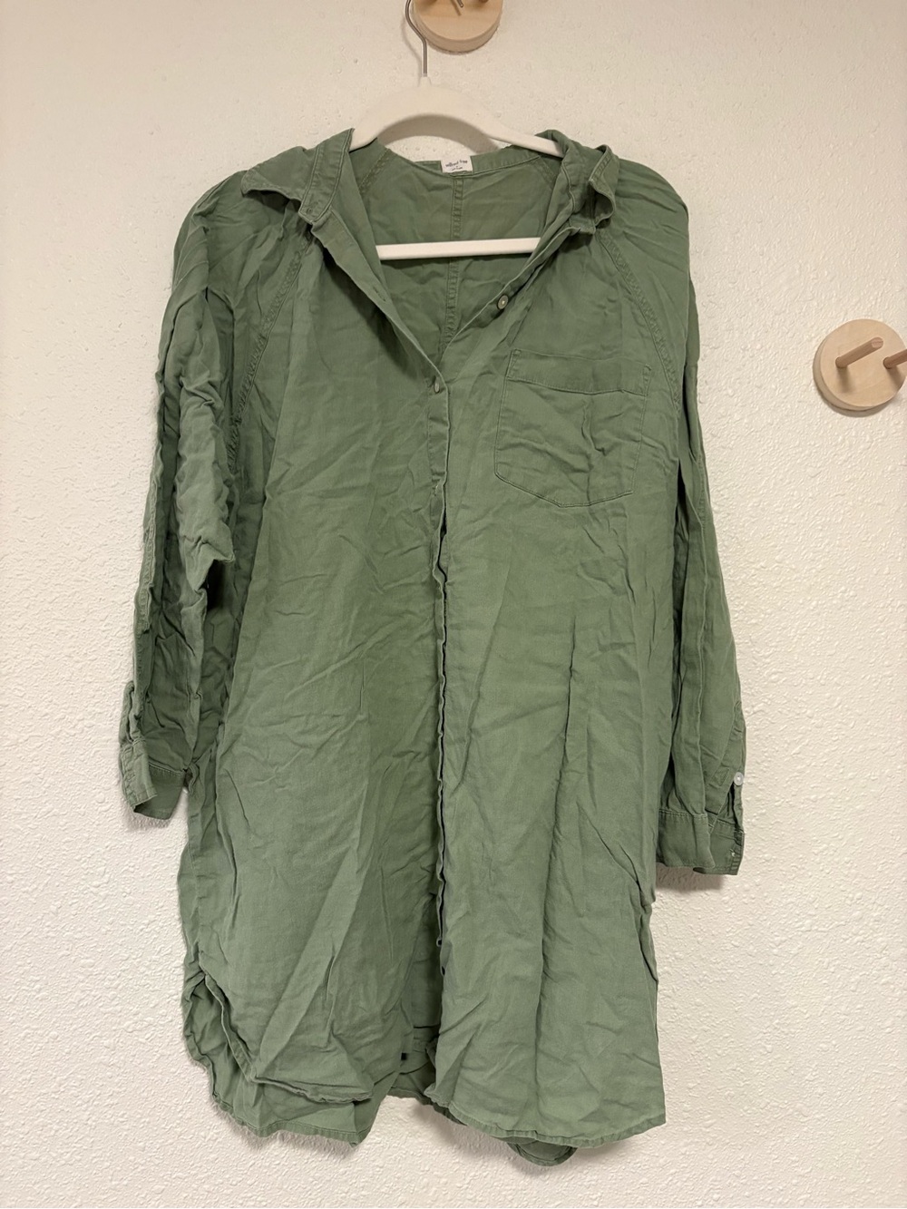 Green button up shirt dress